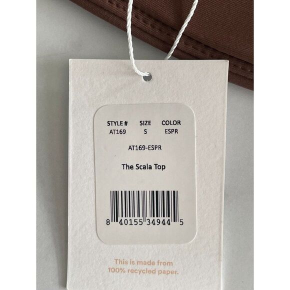 Andie The Scala Swim Bikini Top Bandeau Women's Small Espresso Brown Minimilist - Picture 6 of 9